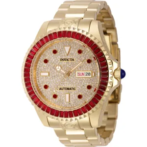 Invicta Men's Watch - Pro Diver Crystal Pave Dial Yellow Gold Steel Bracelet | 46637