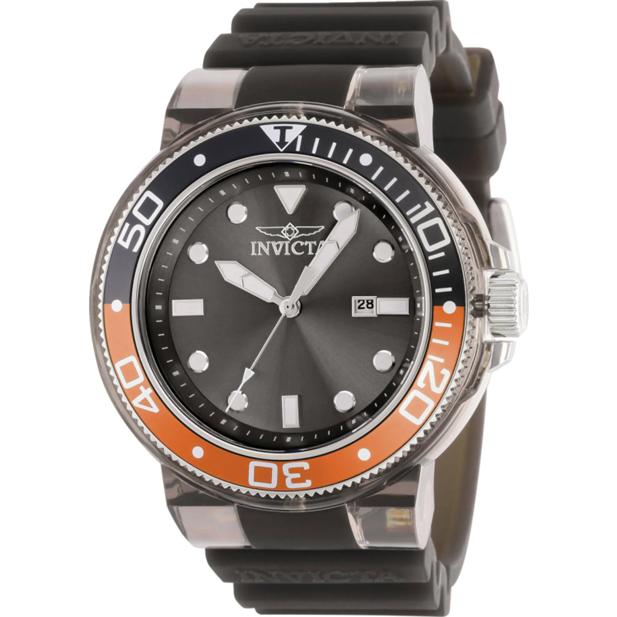 Invicta Men's Watch - Pro Diver Date Transparent Black Silicone Strap Quartz | 38887