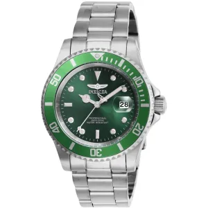 Invicta Men's Watch - Pro Diver Green Dial Stainless Steel Bracelet Quartz | 47355