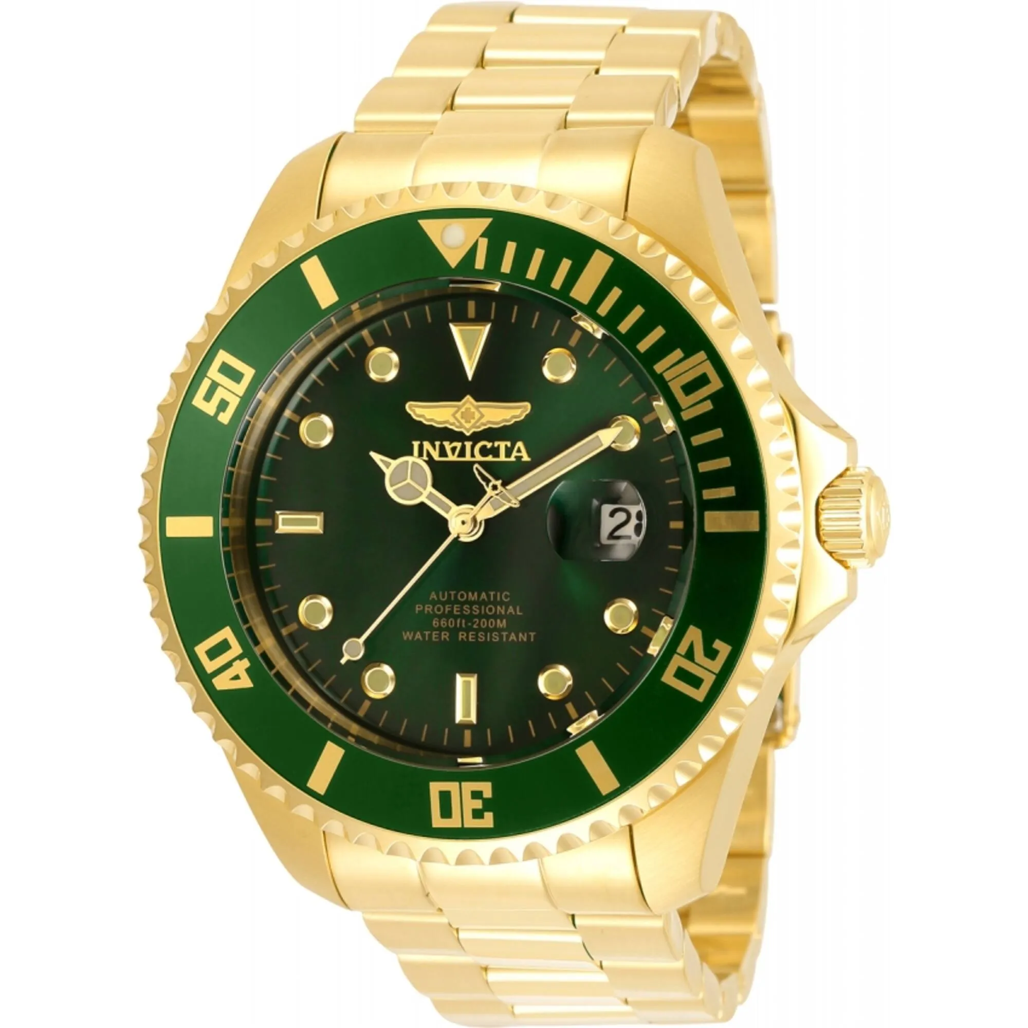 Invicta Men's Watch - Pro Diver Green Dial Yellow Gold Bracelet Automatic | 35724