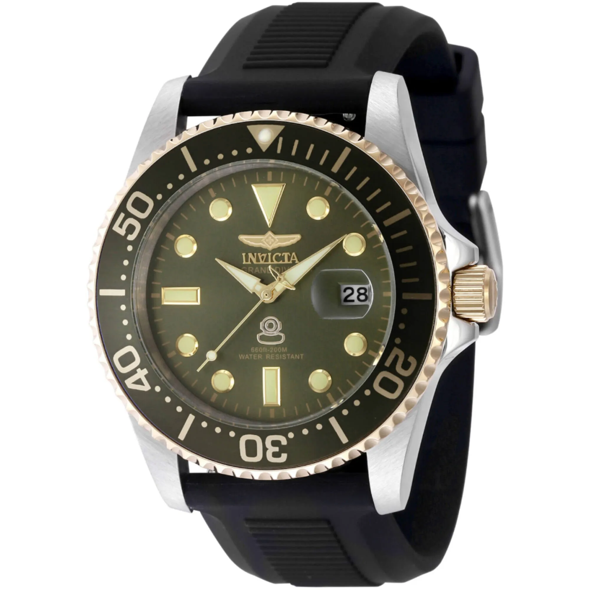 Invicta Men's Watch - Pro Diver Military Green Dial Silver Steel Bracelet | 48217