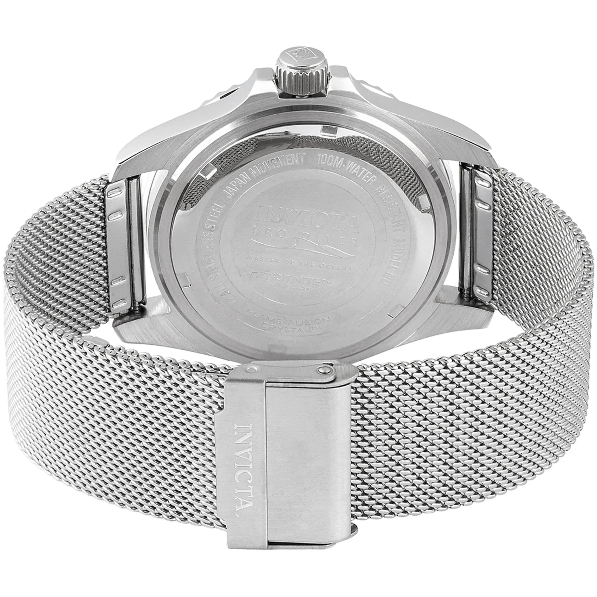 Invicta Men's Watch - Pro Diver Quartz Black Dial Silver Mesh Bracelet Date | 47176