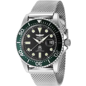 Invicta Men's Watch - Pro Diver Quartz Black Dial Silver Steel Bracelet Dive | 48214