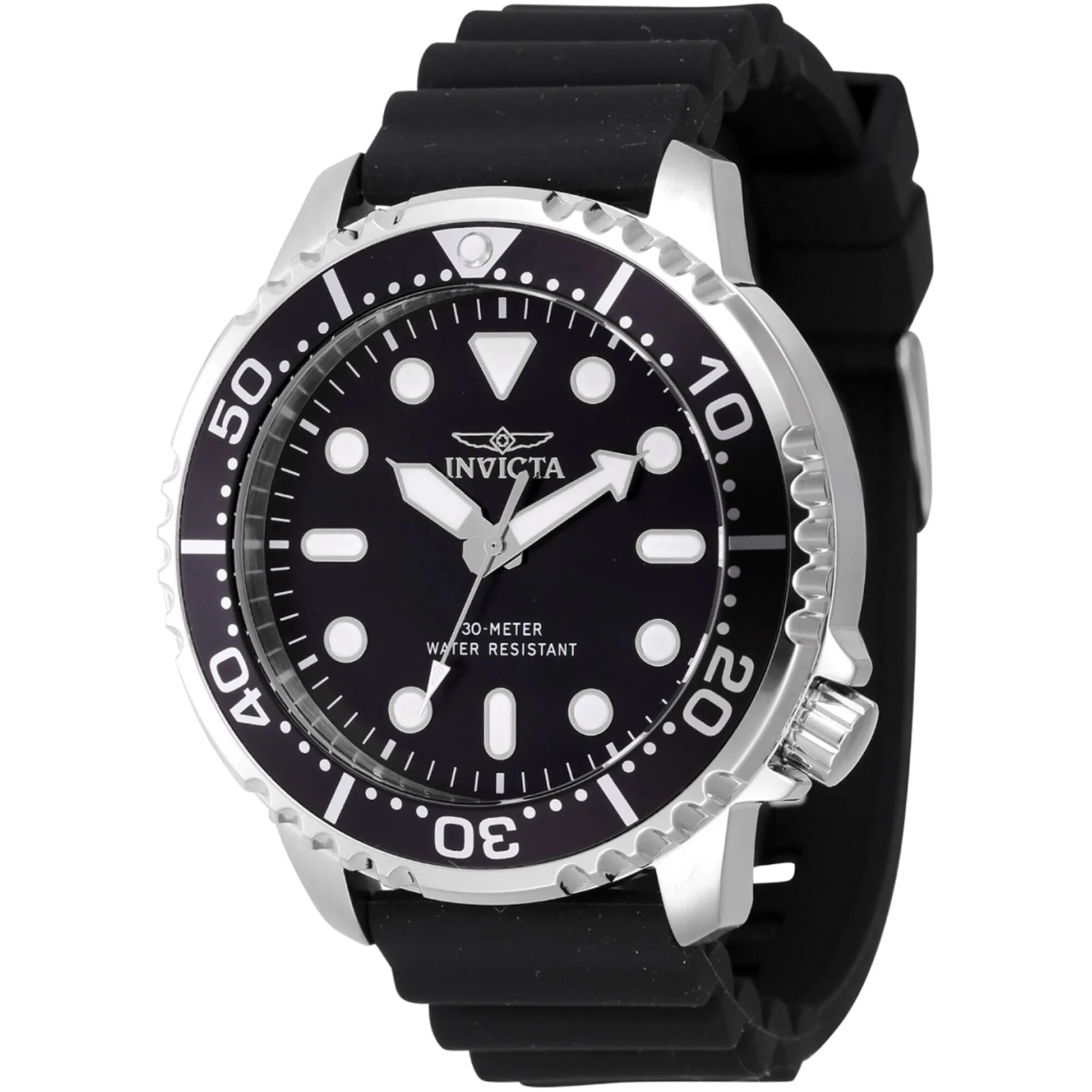 Invicta Men's Watch - Pro Diver Quartz Black Dial Silver Tone Case Strap | 47225