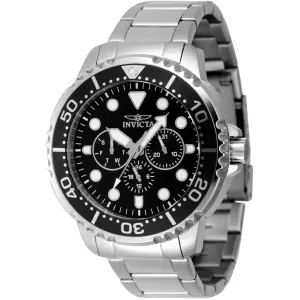 Invicta Men's Watch - Pro Diver Quartz Black Dial Silver Tone Steel Bracelet | 47230