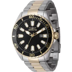Invicta Men's Watch - Pro Diver Quartz Black Dial Two Tone Steel Bracelet | 47342