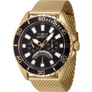 Invicta Men's Watch - Pro Diver Quartz Black Dial Yellow Gold Steel Bracelet | 46909