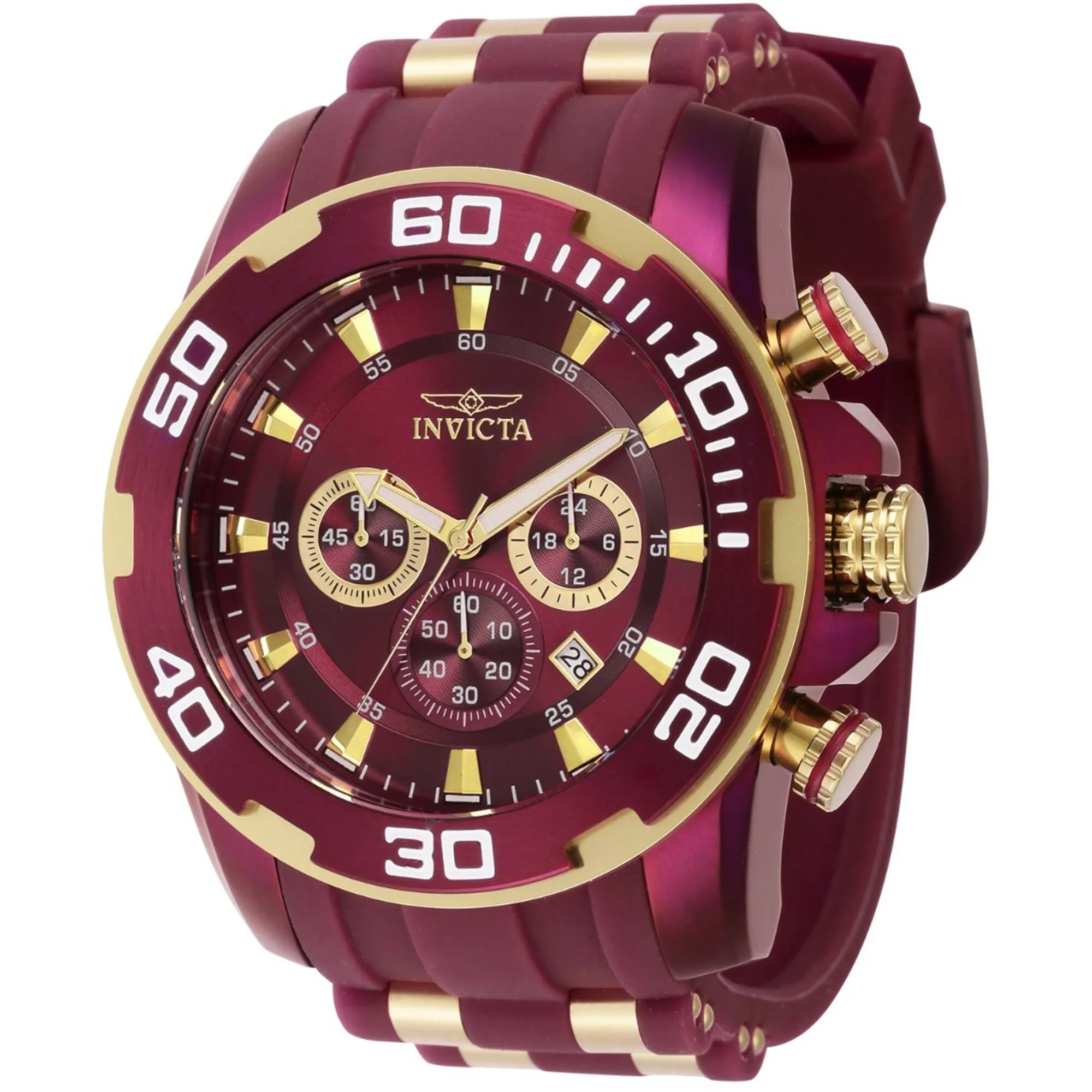Invicta Men's Watch - Pro Diver Quartz Chronograph Red and Yellow Gold Strap | 40716