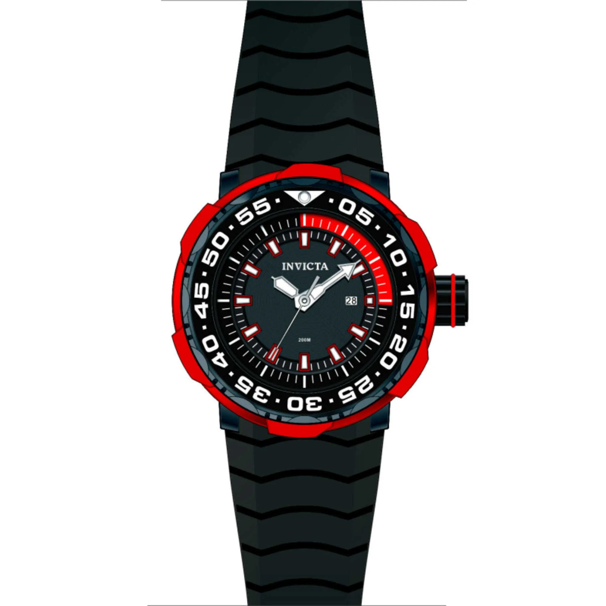 Invicta Men's Watch - Pro Diver Quartz Ocean Voyage Red and Black Strap Dive | 48341