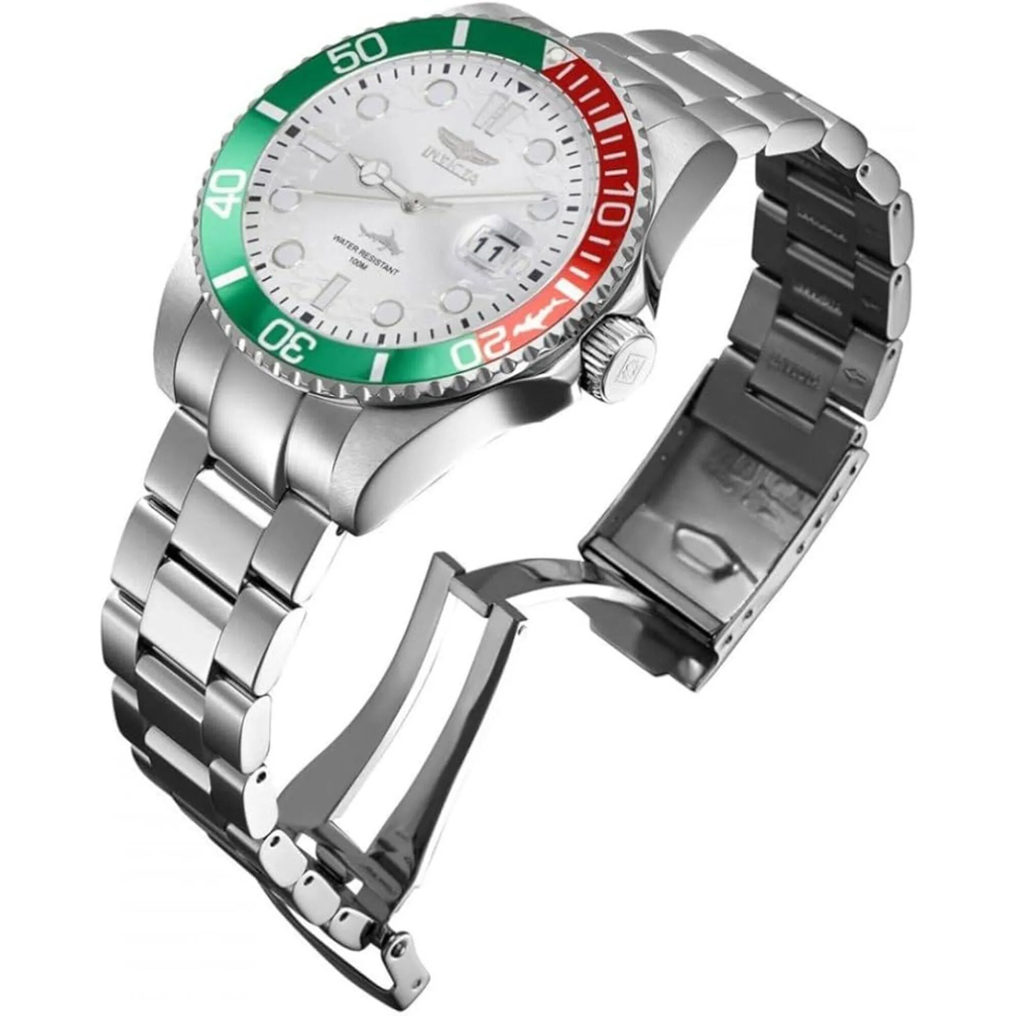 Invicta Men's Watch - Pro Diver Quartz Red and Green Rotating Bezel Bracelet | 44714