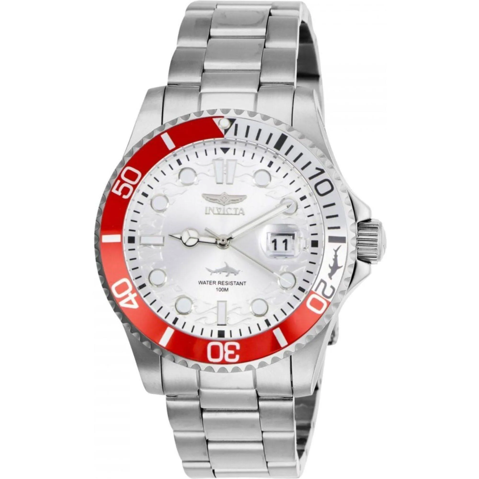 Invicta Men's Watch - Pro Diver Quartz Red and Silver Tone Rotating Bezel | 44712