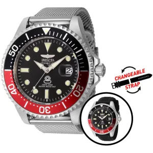 Invicta Men's Watch - Pro Diver Red, Black Bezel Silver Tone Mesh Bracelet | 45805
