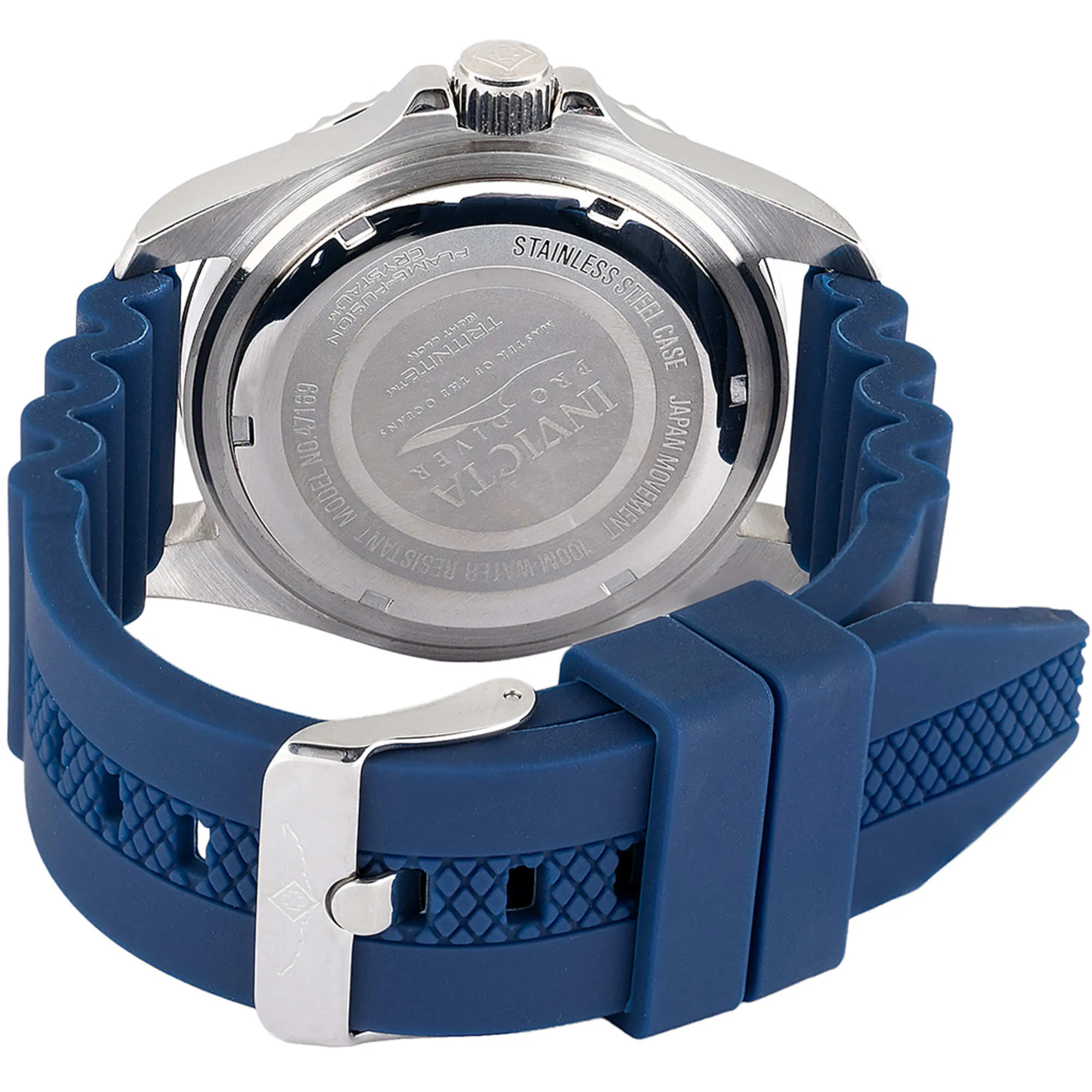 Invicta Men's Watch - Pro Diver Rotating Bezel Quartz Orange Dial Blue Strap | 47169
