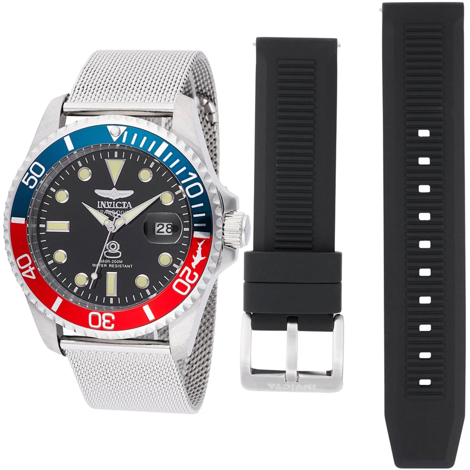 Invicta Men's Watch - Pro Diver Rotating Bezel Silver Steel Bracelet Dive | 48215