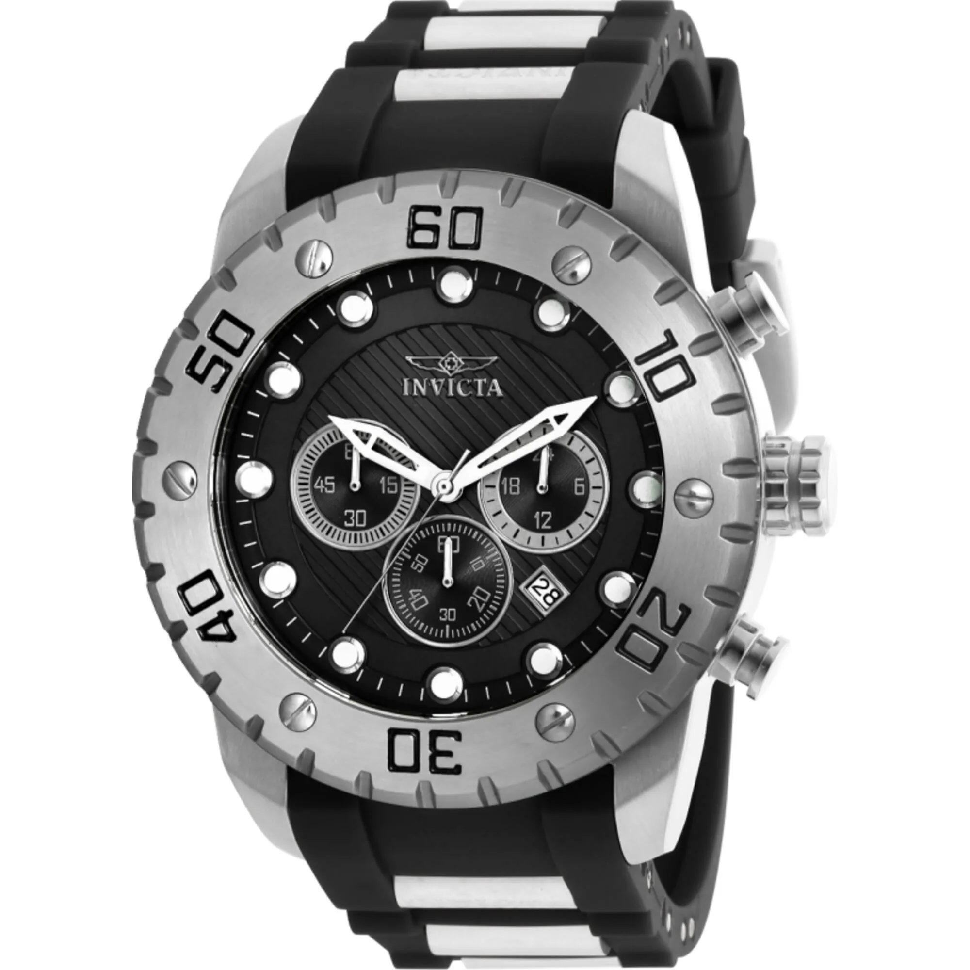 Invicta Men's Watch - Pro Diver Scuba Chrono Steel and Black Rubber Strap | 20276