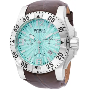 Invicta Men's Watch - Reserve Chronograph Turquoise Dial Leather Strap Date | 47712