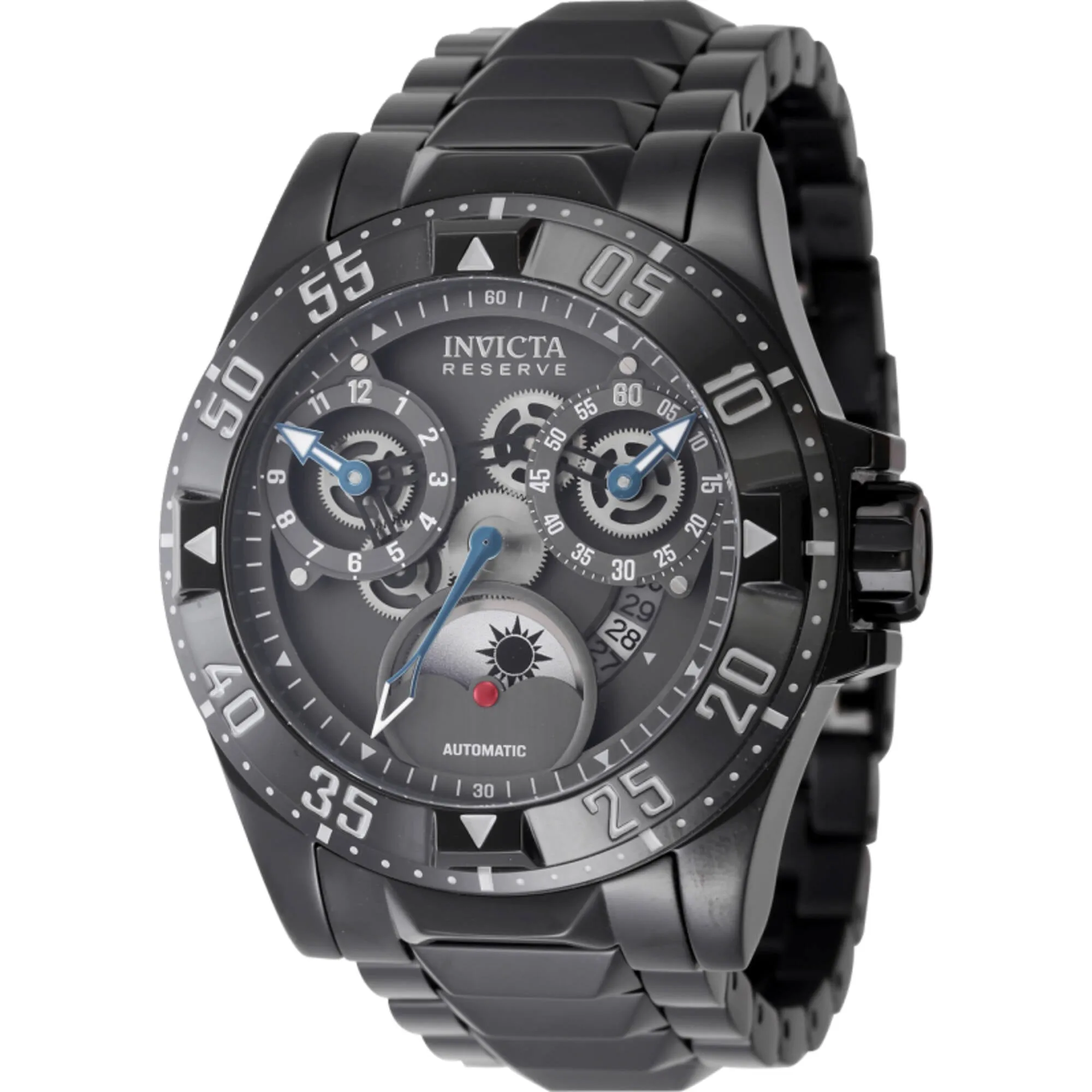 Invicta Men's Watch - Reserve Excursion Automatic Black Steel Bracelet Date | 47572