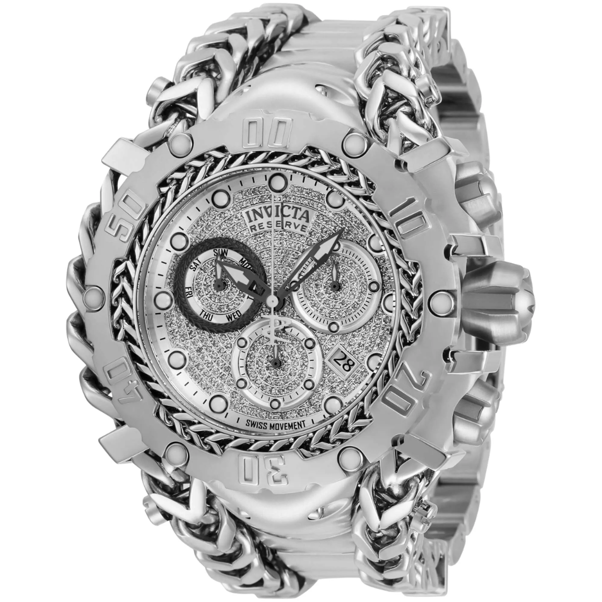 Invicta Men's Watch - Reserve Gladiator Silver Tone Pave and Gunmetal Dial | 34441