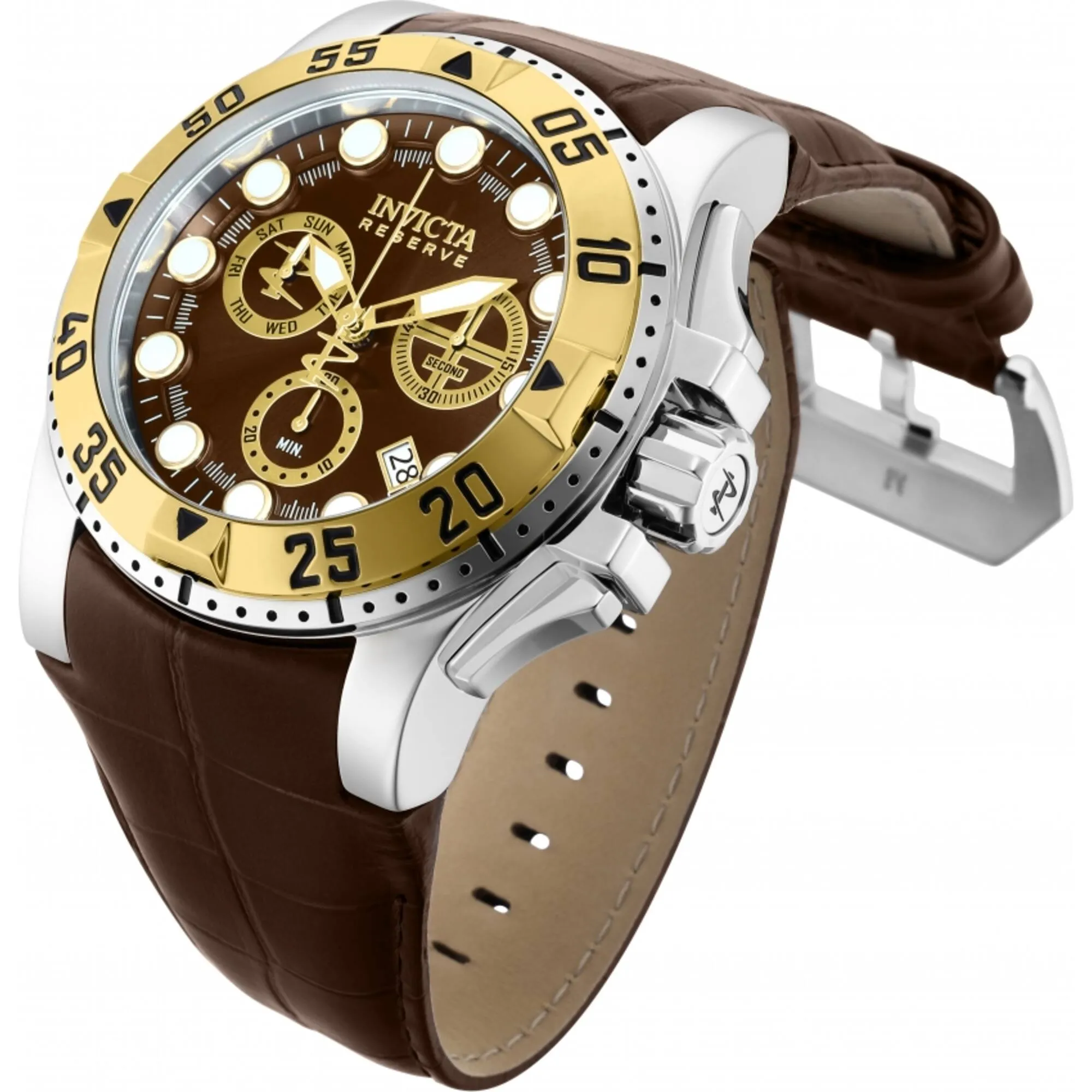 Invicta Men's Watch - Reserve Quartz Chronograph Brown Dial Leather Strap | 27652