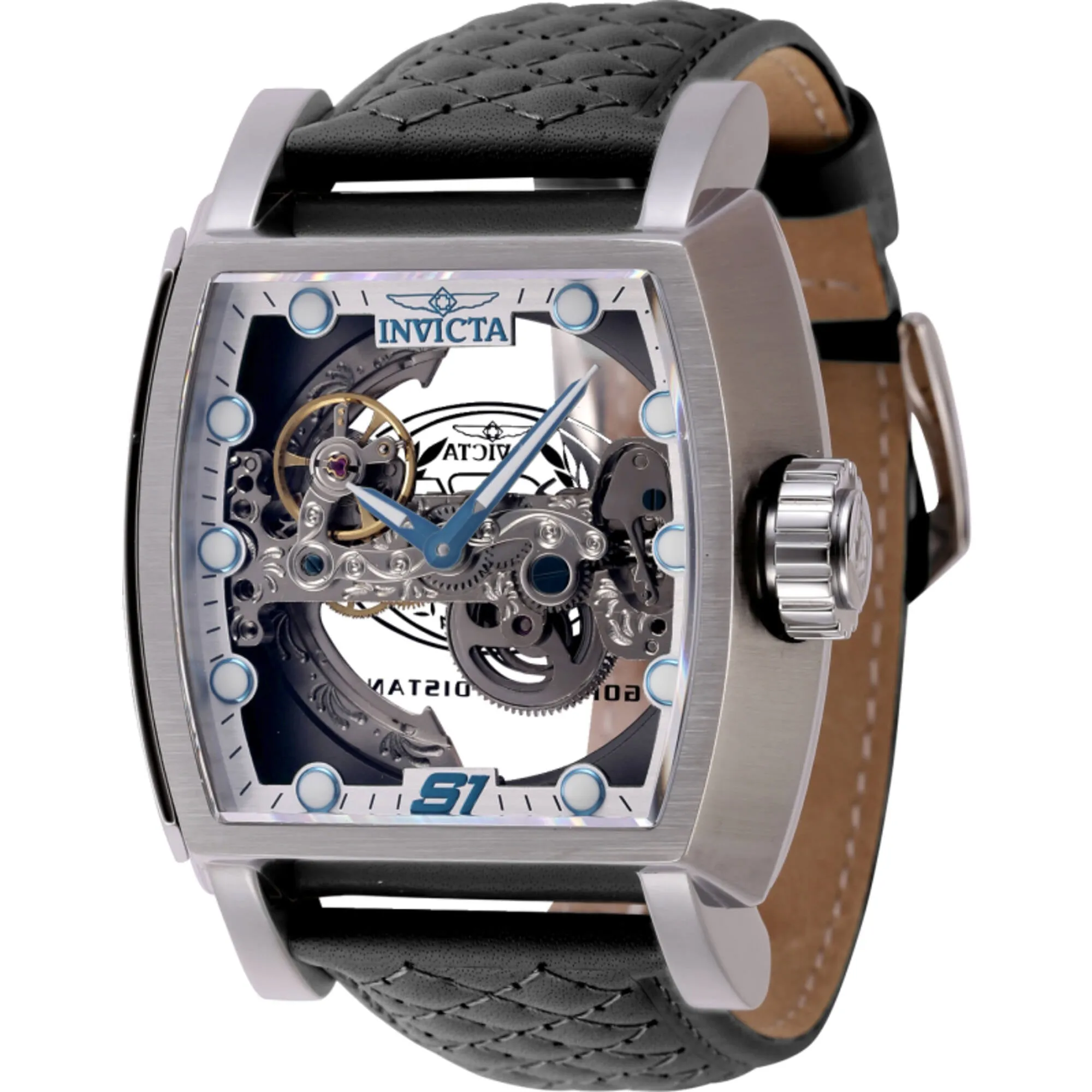 Invicta Men's Watch - S1 Rally Automatic Skeleton Dial Black Leather Strap | 45993