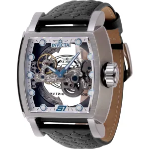 Invicta Men's Watch - S1 Rally Automatic Skeleton Dial Black Leather Strap | 45993