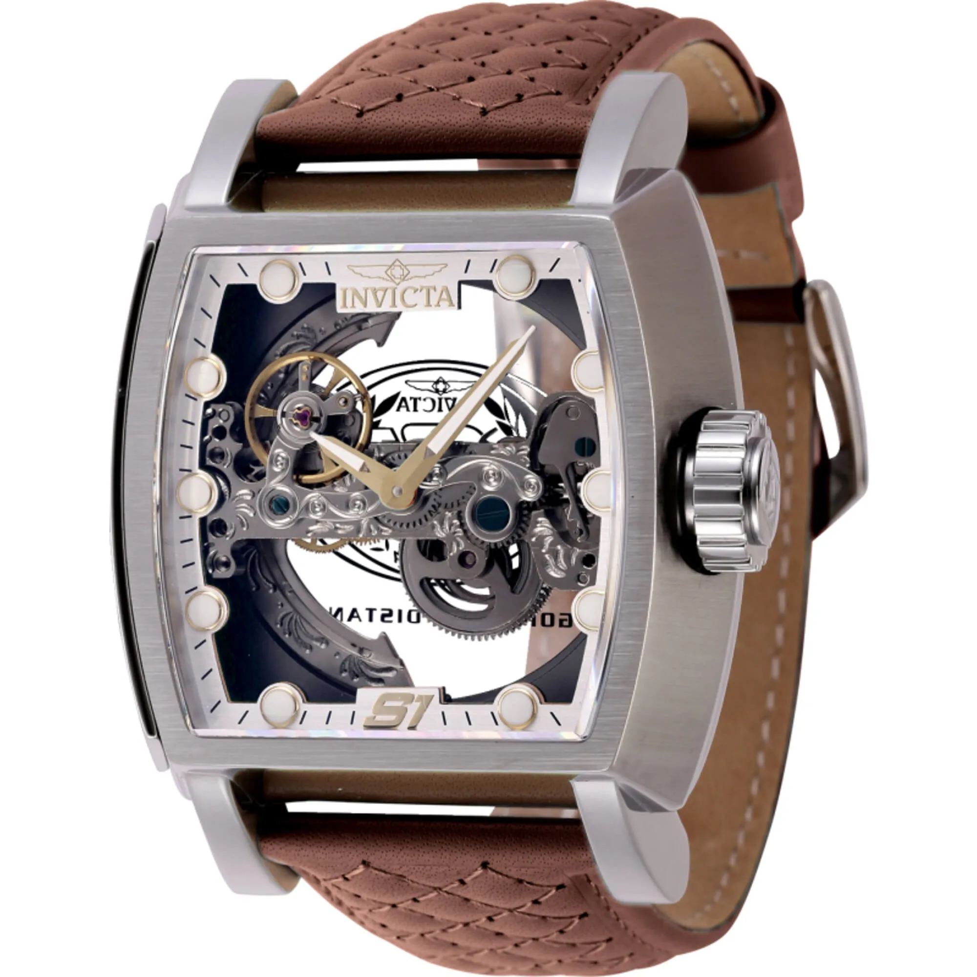 Invicta Men's Watch - S1 Rally Automatic Skeleton Dial Brown Leather Strap | 45994