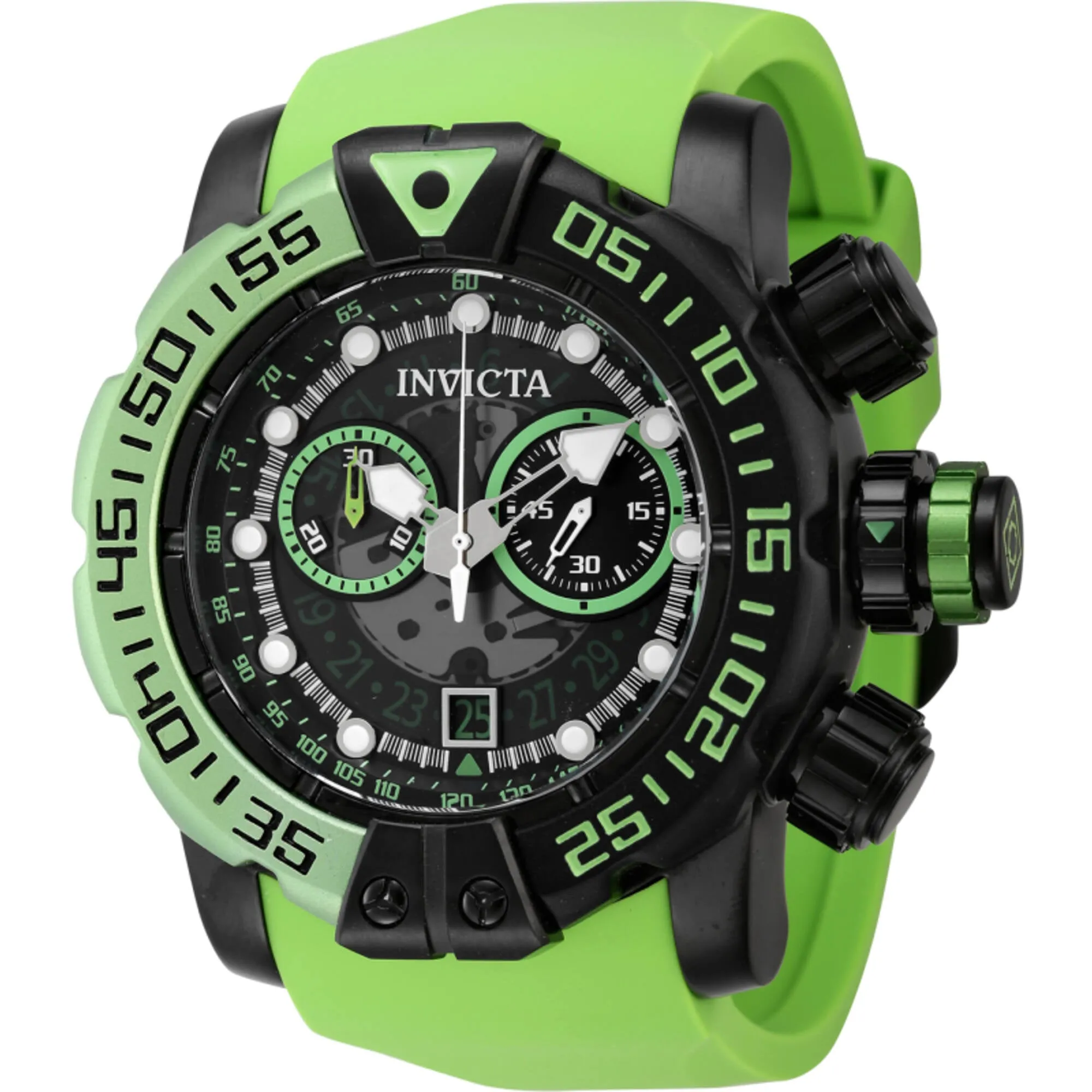 Invicta Men's Watch - Sea Hunter Chronograph Quartz Green Silicone Strap | 44847
