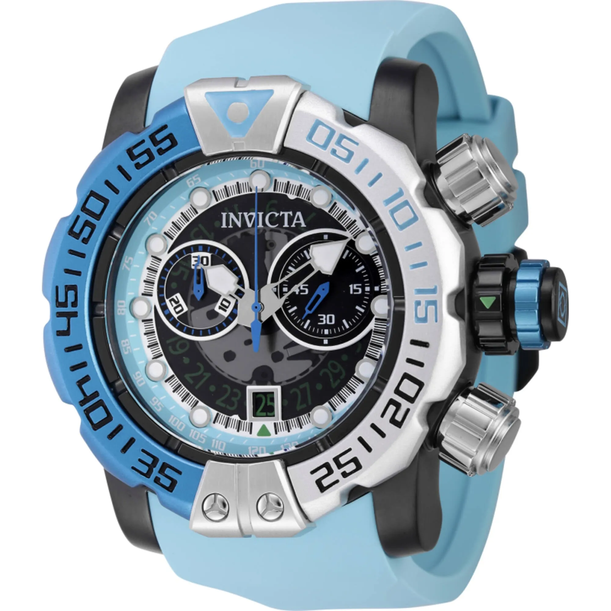 Invicta Men's Watch - Sea Hunter Chronograph Quartz Light Blue Silicone Strap | 44848