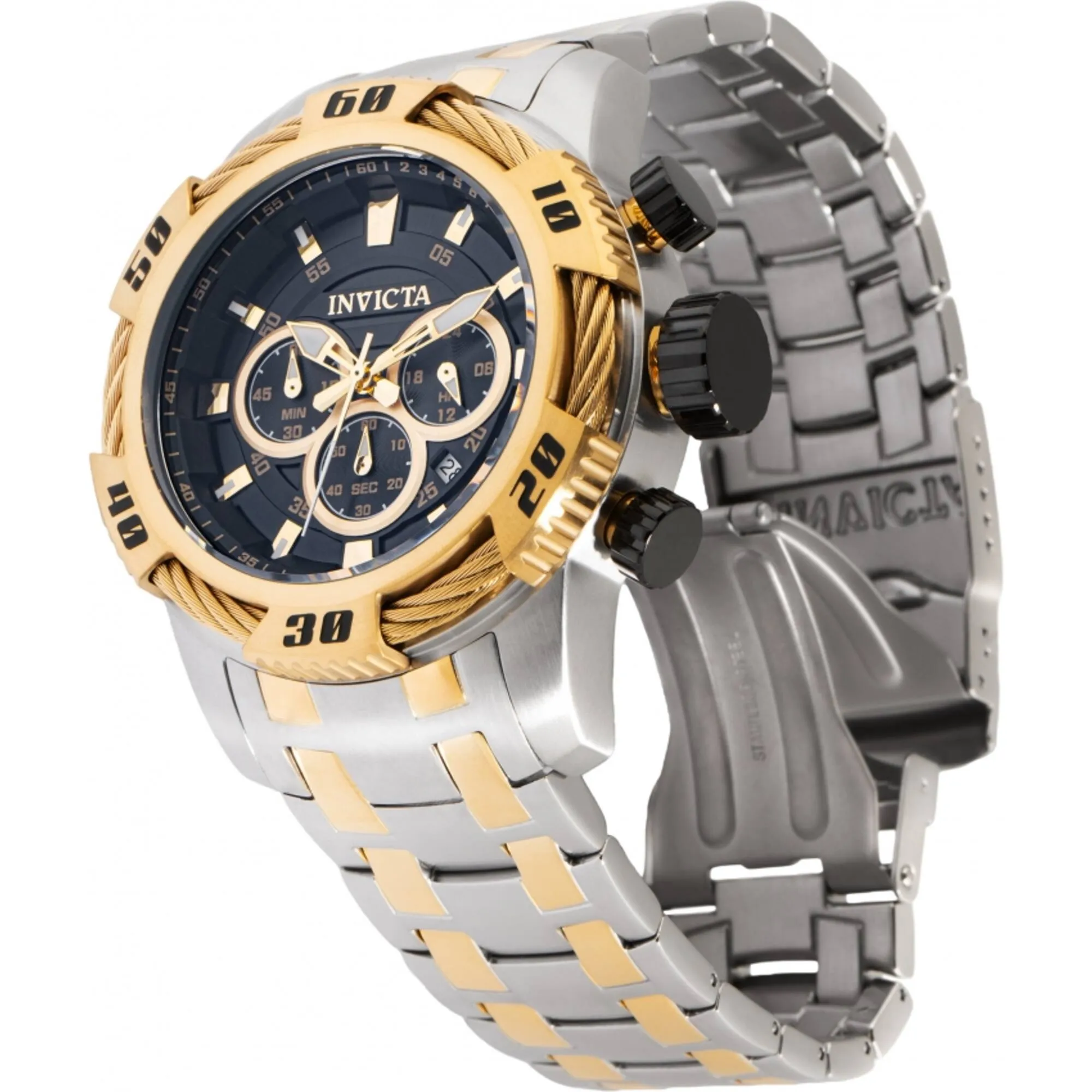 Invicta Men's Watch - Speedway Chronograph Black Dial Two Tone Bracelet | 47116