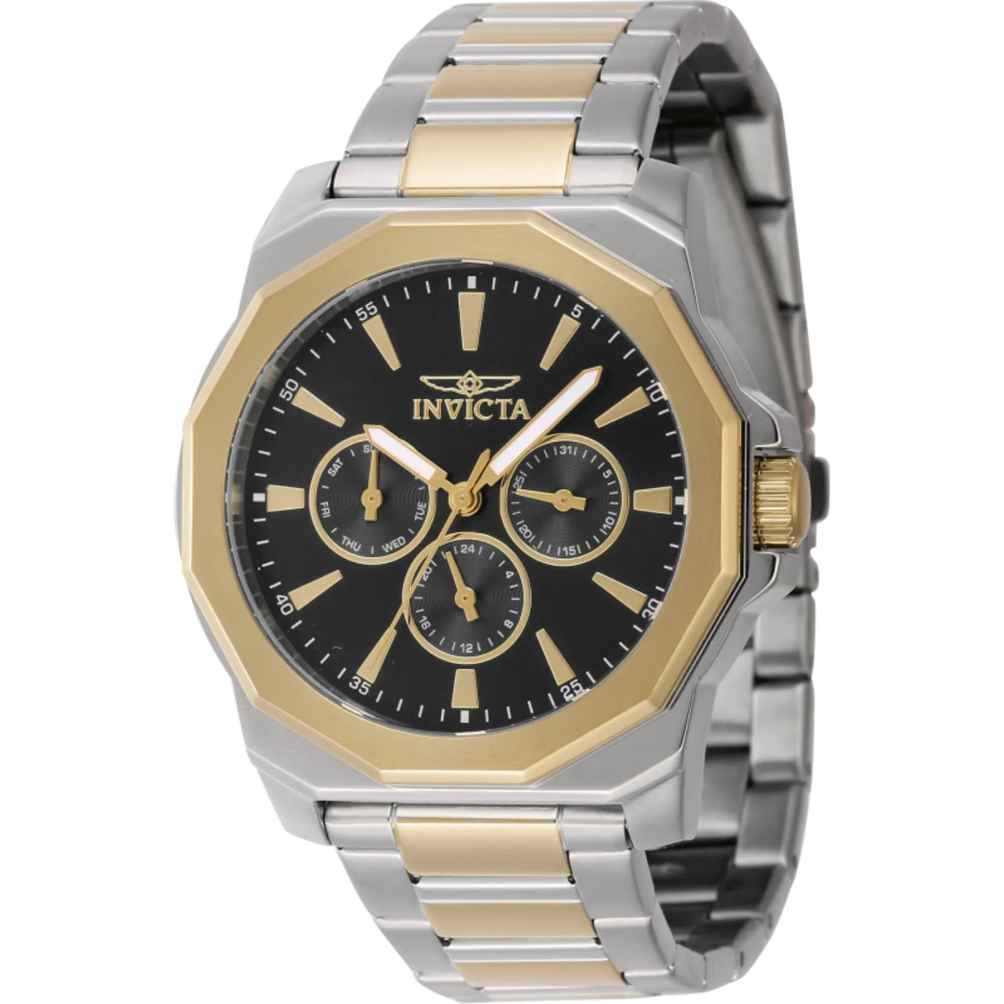 Invicta Men's Watch - Speedway Quartz Black Dial Two Tone Steel Bracelet | 46845