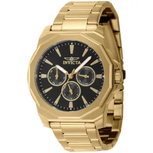 Invicta Men's Watch - Speedway Quartz Black Dial Yellow Gold Steel Bracelet | 46849