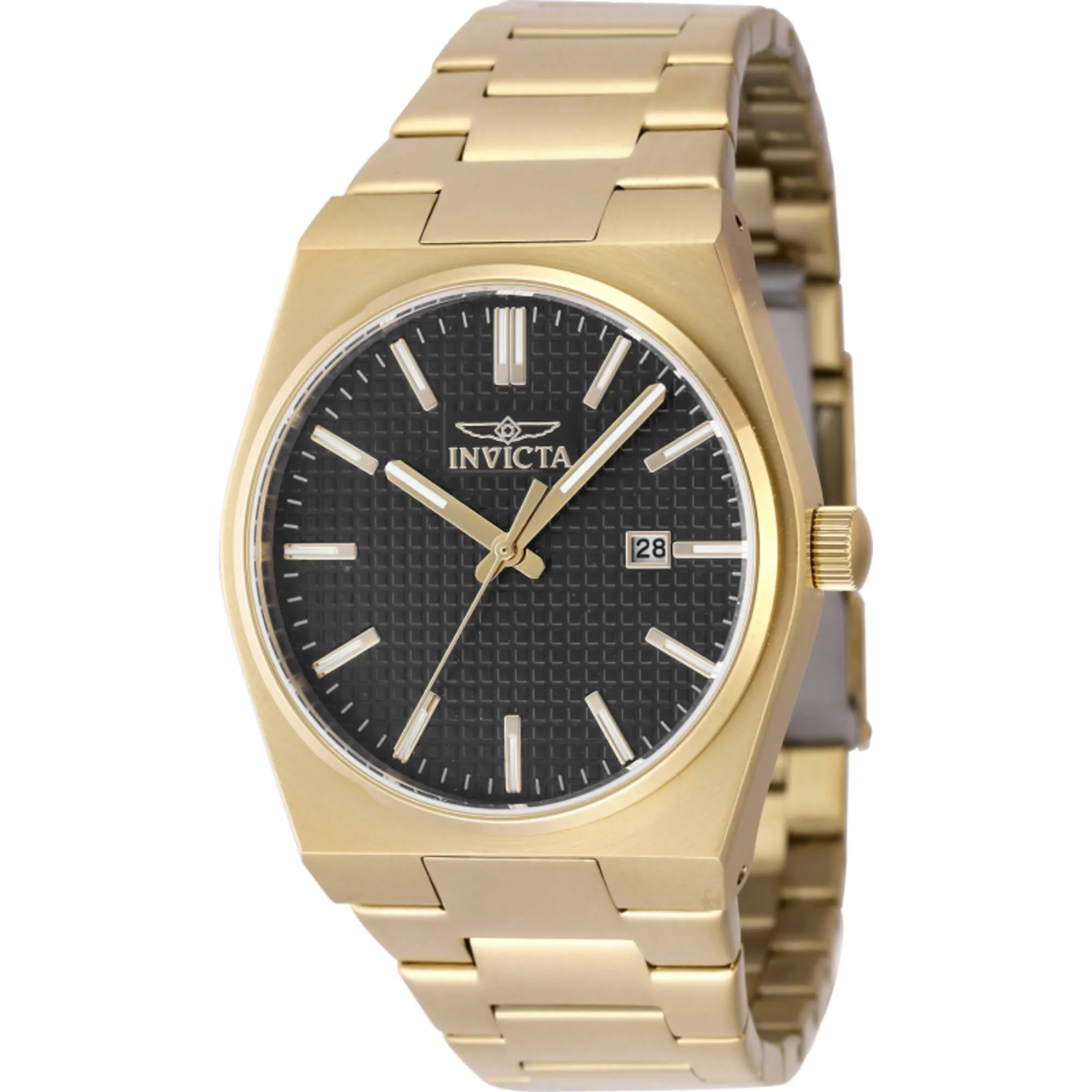 Invicta Men's Watch - Speedway Quartz Black Dial Yellow Gold Steel Bracelet | 48395