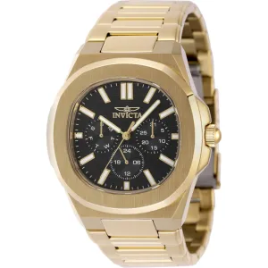 Invicta Men's Watch - Speedway Quartz Day-Date Black Dial Yellow Gold Bracelet | 48521