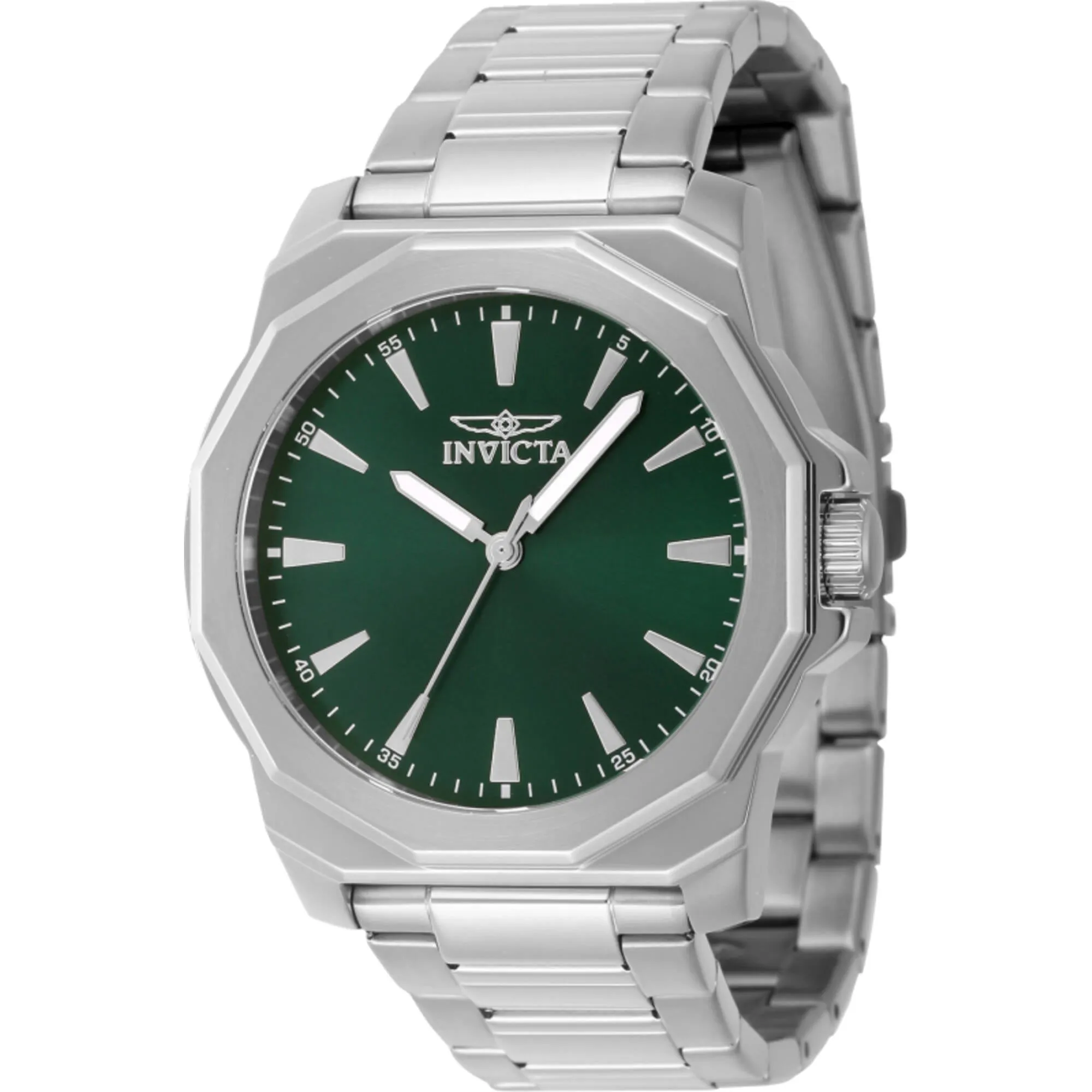 Invicta Men's Watch - Speedway Quartz Green Brass Dial Silver Tone Bracelet | 46833