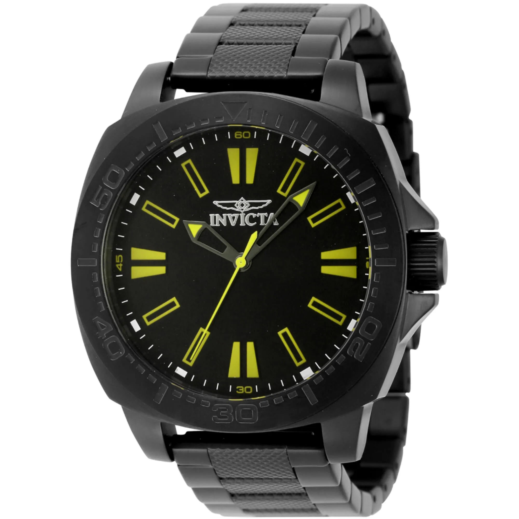 Invicta Men's Watch - Speedway Yellow Hour Markers Black Dial Bracelet | 46314