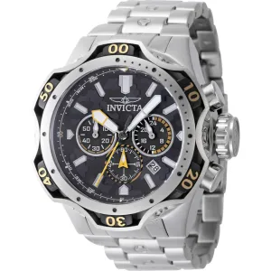 Invicta Men's Watch - Venom Chronograph Black Dial Silver Steel Bracelet | 47756