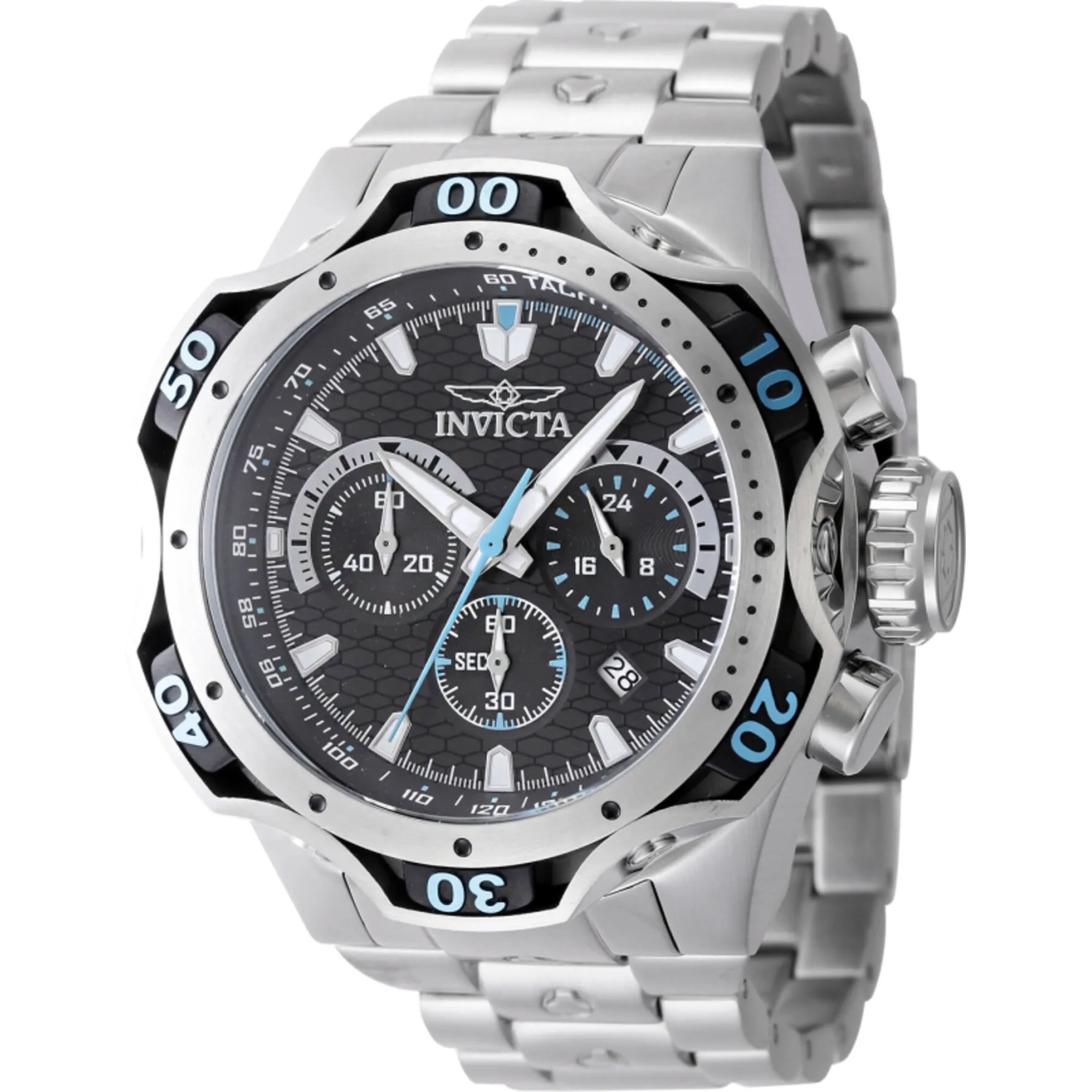Invicta Men's Watch - Venom Chronograph Black Dial Stainless Steel Bracelet | 47758