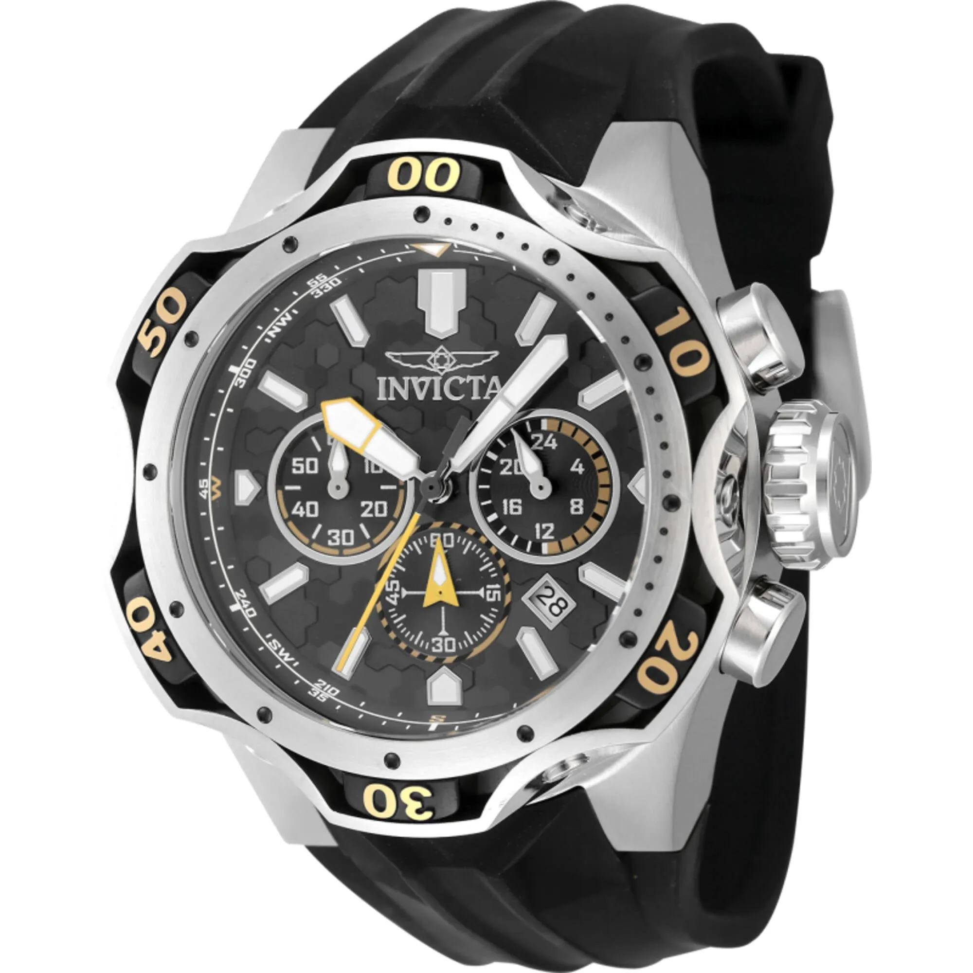 Invicta Men's Watch - Venom Chronograph Grey and Black Dial Silicone Strap | 47760