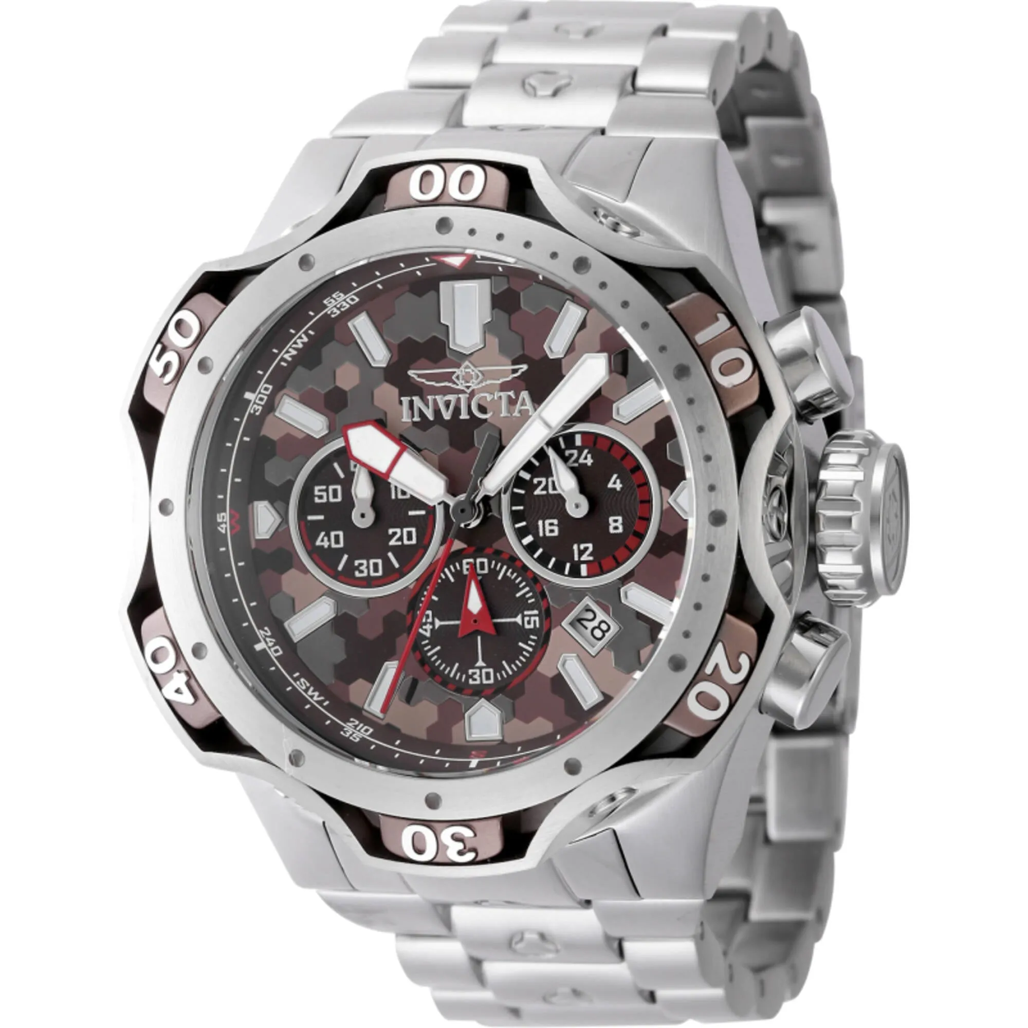 Invicta Men's Watch - Venom Chronograph Tan and Brown Dial Steel Bracelet | 47757