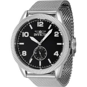 Invicta Men's Watch - Vintage Black Brass Dial Silver Stainless Steel Bracelet | 47134