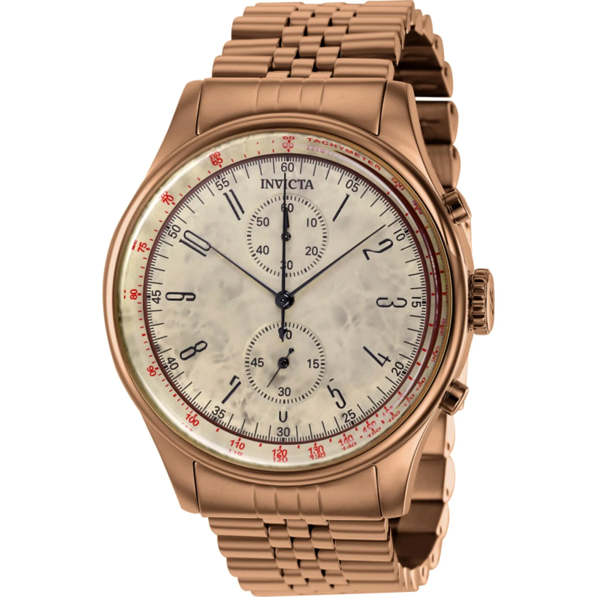 Invicta Men's Watch - Vintage Chronograph Beige Dial Brown Steel Bracelet | 40852
