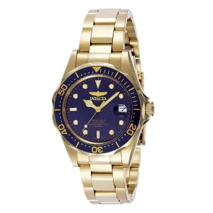 Invicta Men's Yellow Gold Steel Watch - Pro Diver Quartz Blue Dial Date | 8937