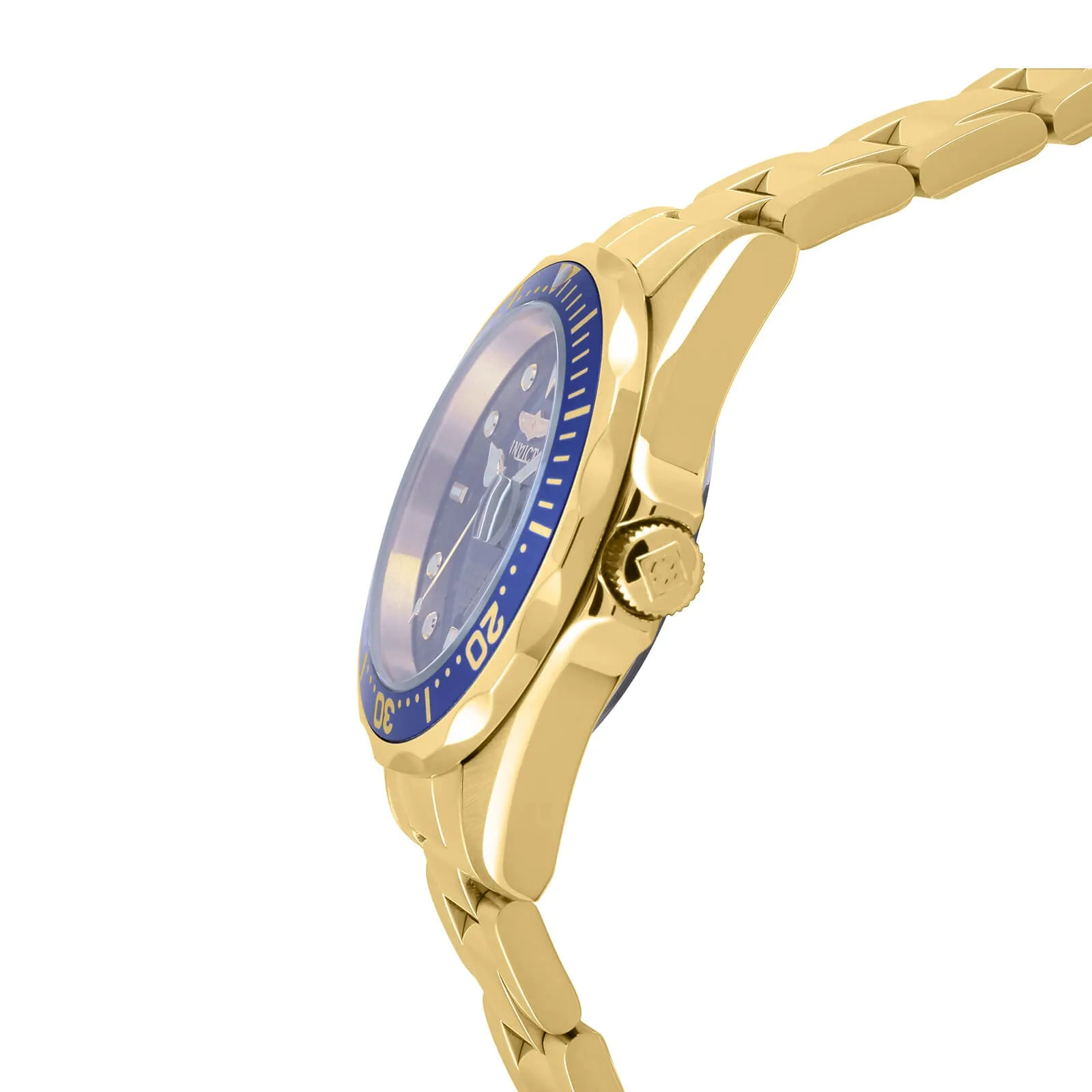 Invicta Men's Yellow Gold Steel Watch - Pro Diver Quartz Blue Dial Date | 8937