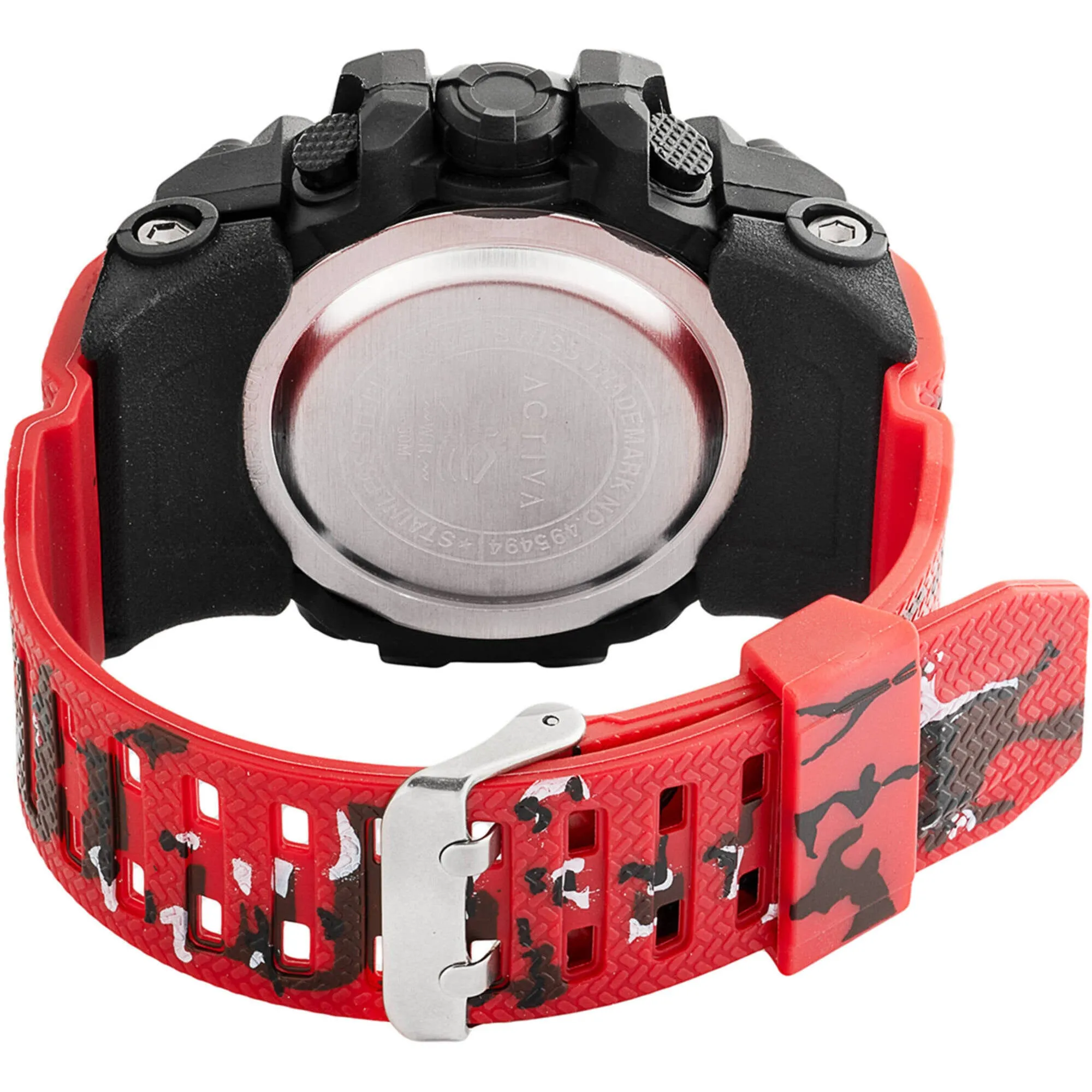 Invicta Unisex Digital Watch - Activa Cold Light Red Silicone Strap Alarm | ACW435-001
