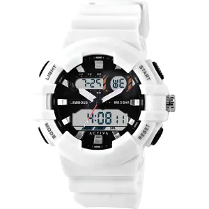 Invicta Unisex Watch - Activa Alarm Analog-Digital Dial White Strap | ACW496-002