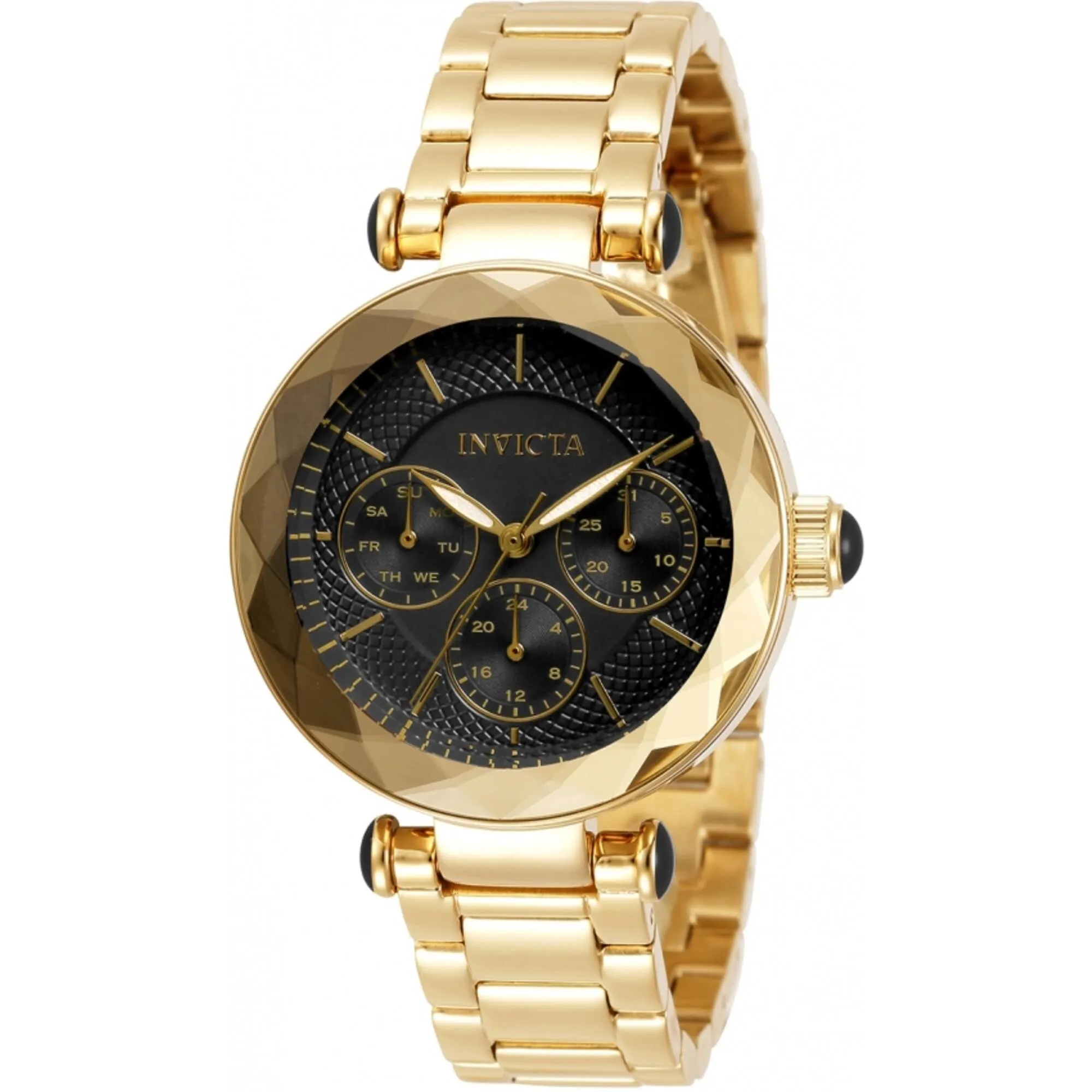 Invicta Women's Watch - Angel Black Dial Yellow Gold Steel Bracelet Quartz | 31298