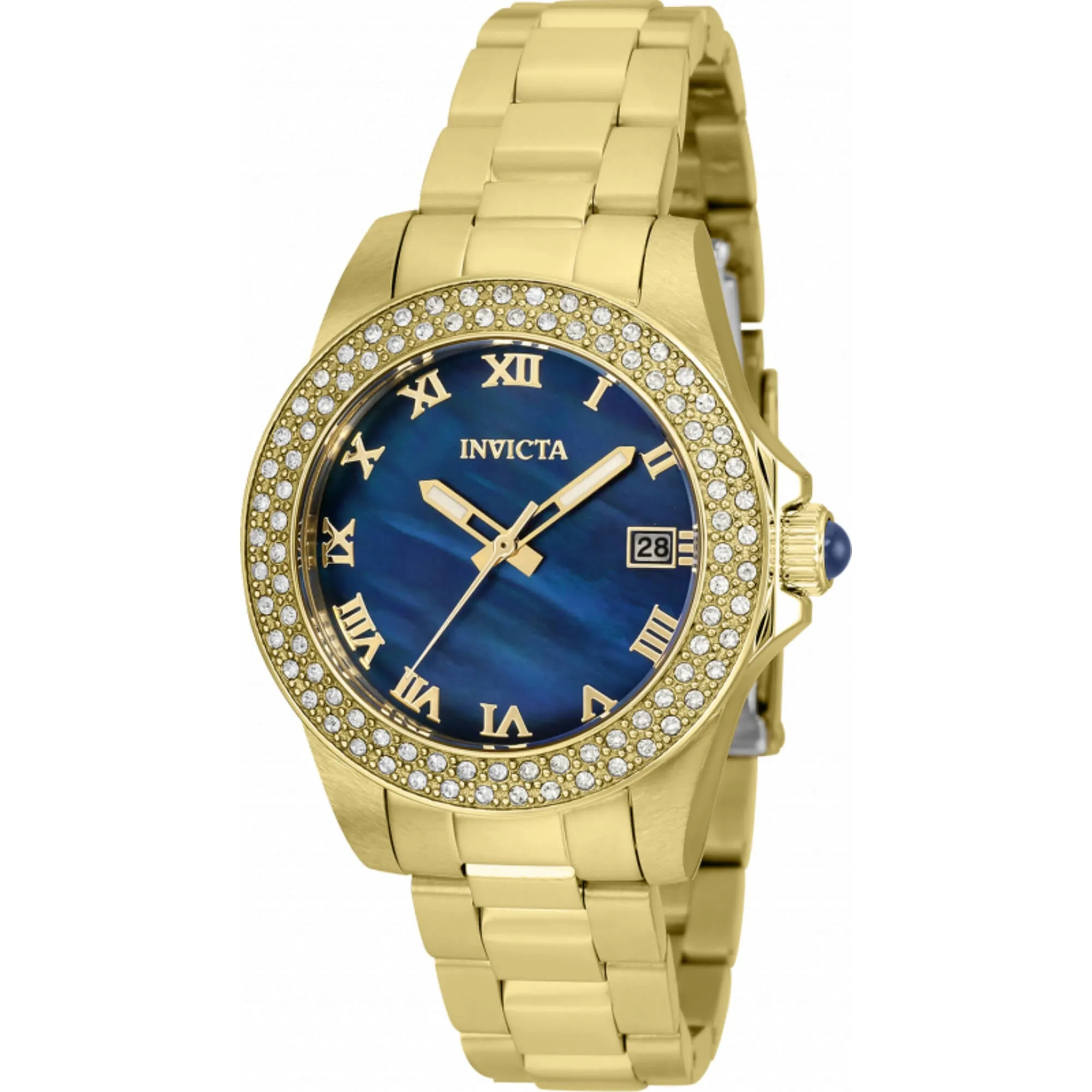 Invicta Women's Watch - Angel Blue Mother of Pearl Dial Yellow Gold Bracelet | 36072