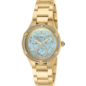 Invicta Women's Watch - Angel Chronograph Blue MOP Dial Yellow Gold Bracelet | 40382
