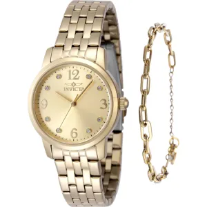 Invicta Women's Watch - Angel Quartz Brass Dial Yellow Gold Steel Bracelet | 48256