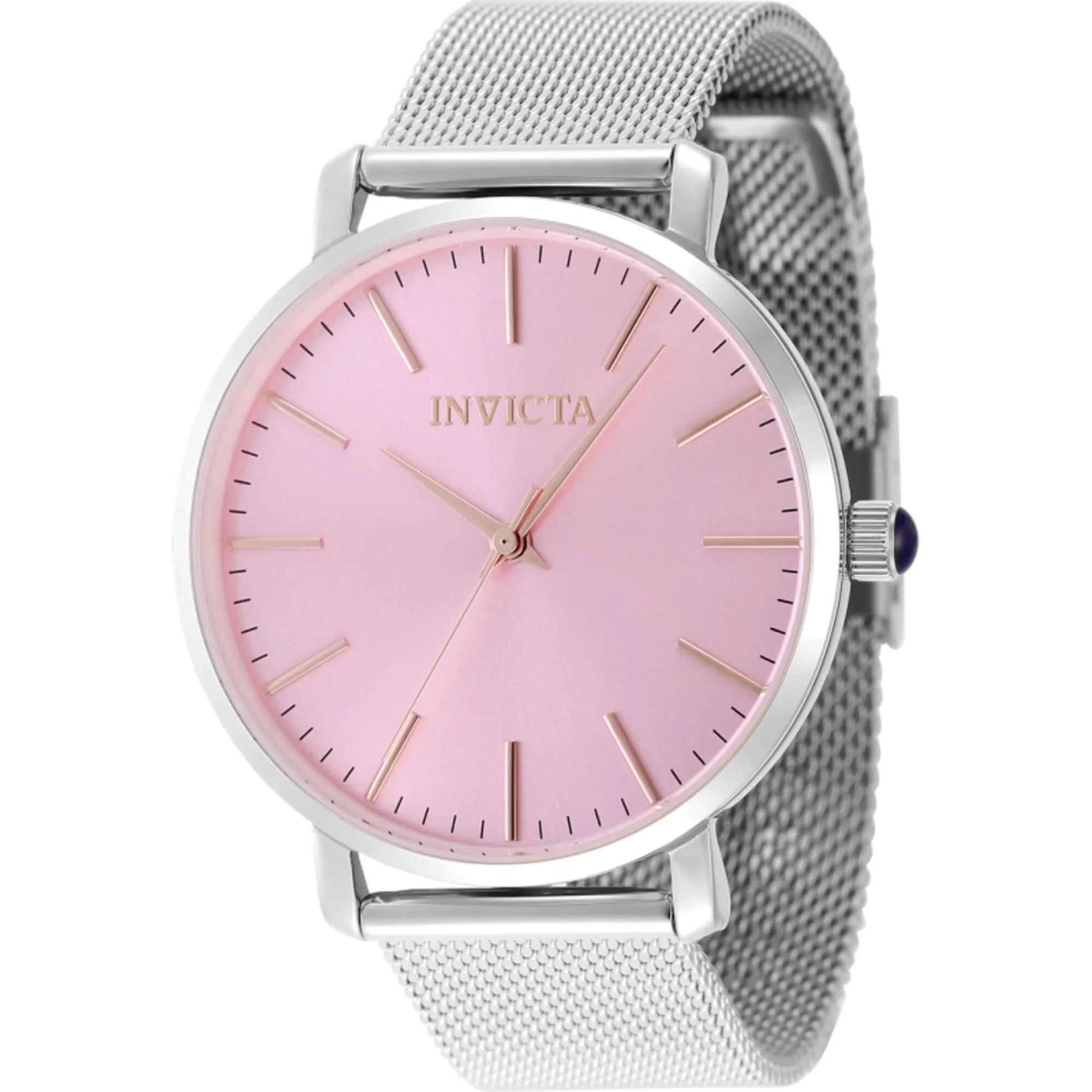 Invicta Women's Watch - Angel Quartz Pink Dial Silver Steel Mesh Bracelet | 48843